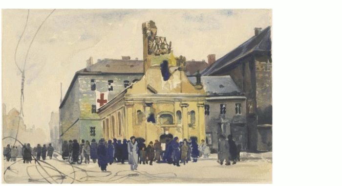 amberg-jozsef-a-rokus-kapolna-es-korhaz-budapest-1956-november-11-akvarell-mnm-1